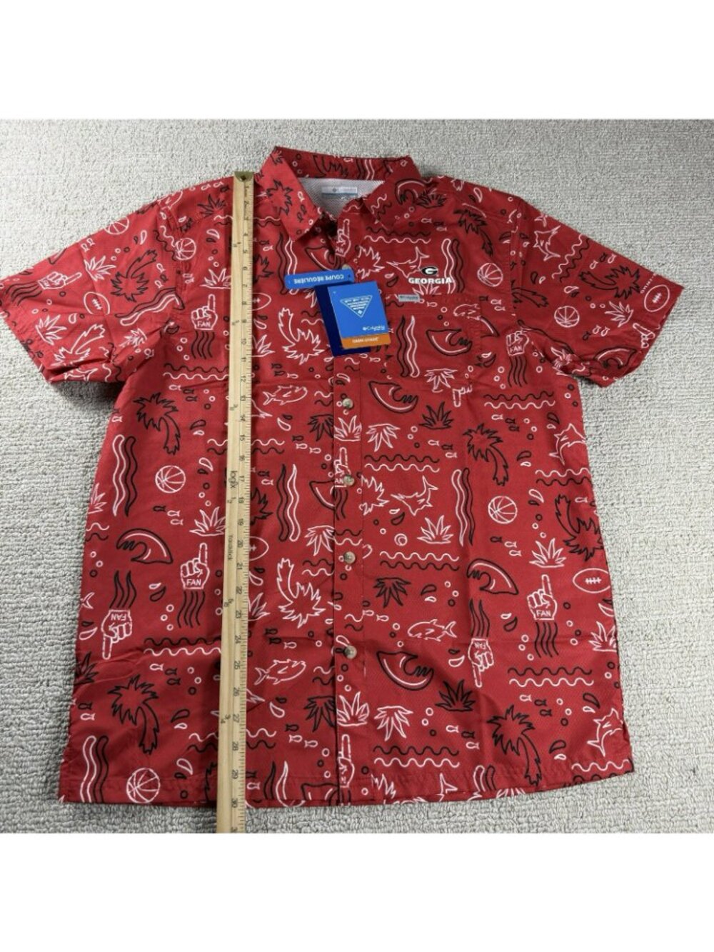 Columbia Georgia Bulldogs Super Slack Omni-Wick Button-Up Shirt Red Men’s Size M - Picture 4 of 8